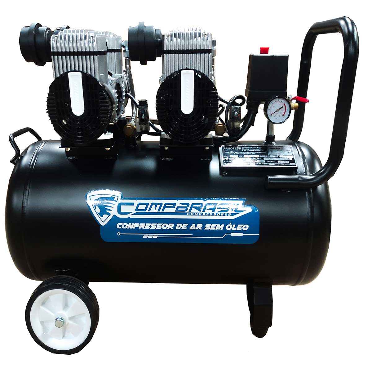 Compressor de Ar CompBrasil Silencioso 2.2HP Isento de Óleo 50L 220v - Compressores-em-geral
