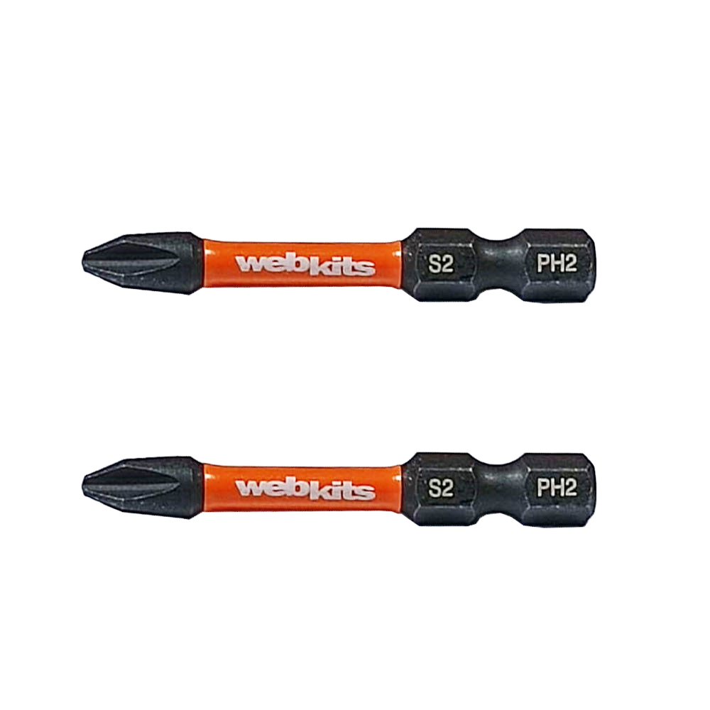 Bits Phillips 50mm PH2 de Impacto Imantado 2 Peças Webkits - Ferramentas