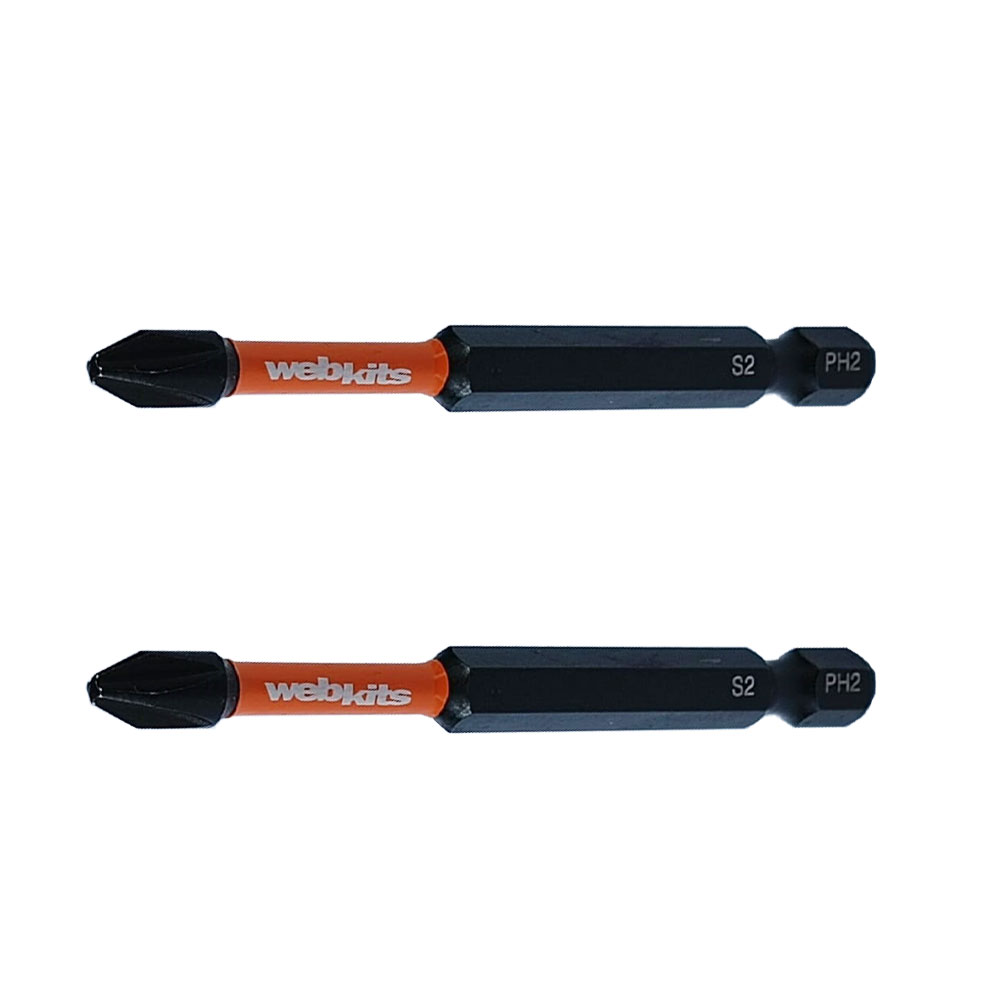 Bits Phillips 75mm PH2 de Impacto Imantado 2 Peças Webkits - Ferramentas