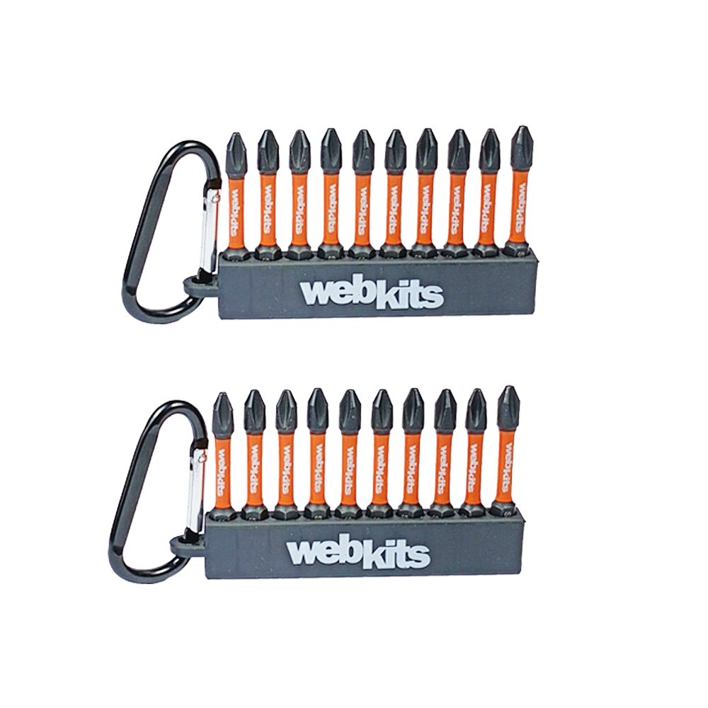 Bits Phillips 50mm PH2 de Impacto Imantado 20 Peças Chaveiro Webkits - Ferramentas