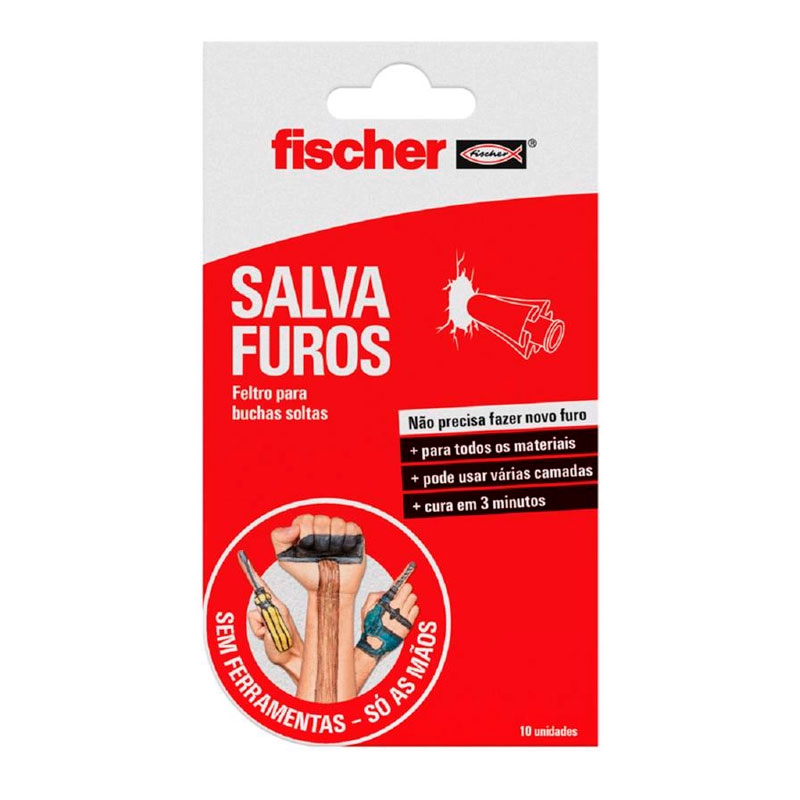 Salva furos Fischer tela de gesso para reparo de bucha soltas 10 Unidades - Fischer