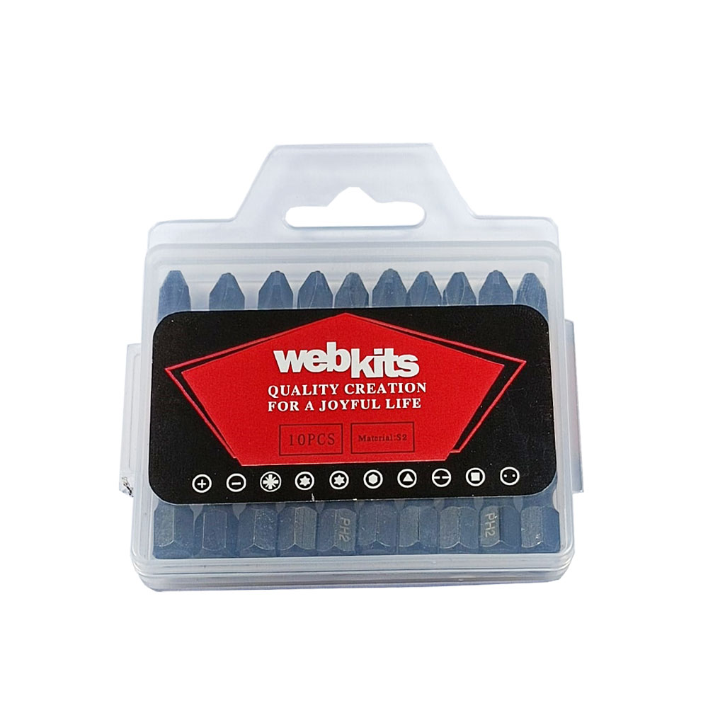 Bits Phillips 50mm PH2 de Impacto Imantado 10 Peças Webkits - Ferramentas