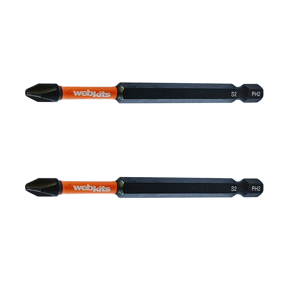 Bits Phillips 90mm PH2 de Impacto Imantado 2 Peças Webkits - Ferramentas