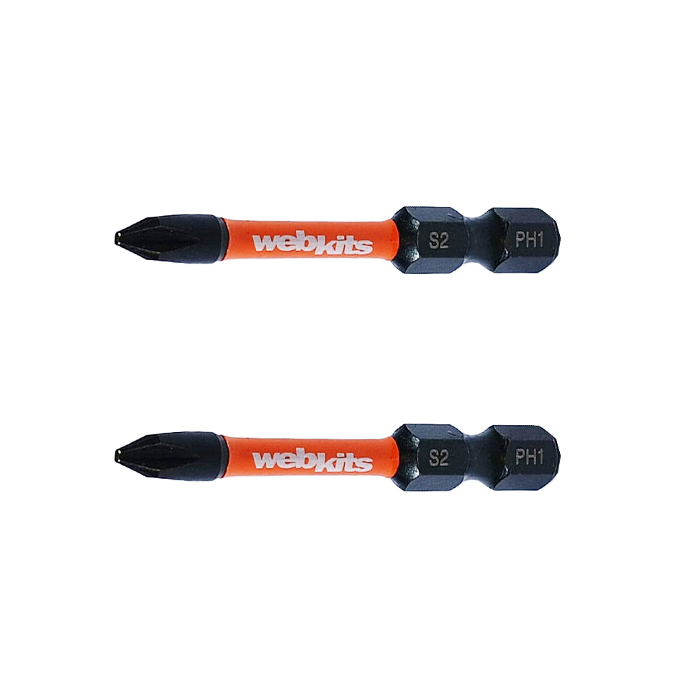 Bits Phillips 50mm PH1 de Impacto Imantado 2 Peças Webkits - Ferramentas