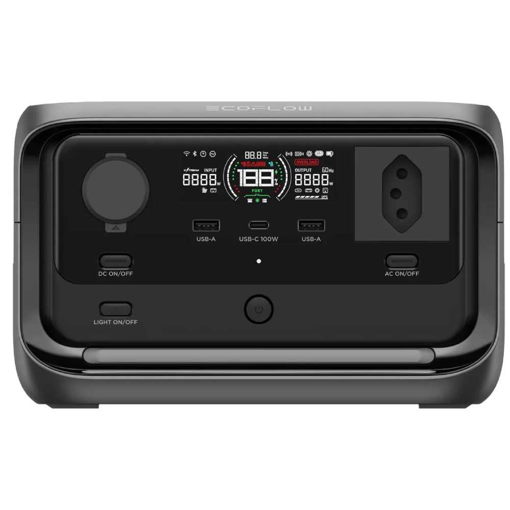 Estação De Energia Portátil Gerador Solar Ecoflow River 3 Plus 270wh 600w 127v - Carregador-Bateria