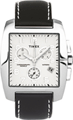 Relógio Masculino Quadrado Crono, Branco com pulseira de couro Preta - Relógios