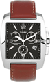 Relógio Masculino Quadrado Crono, Preto com pulseira de couro Marron - Relógios