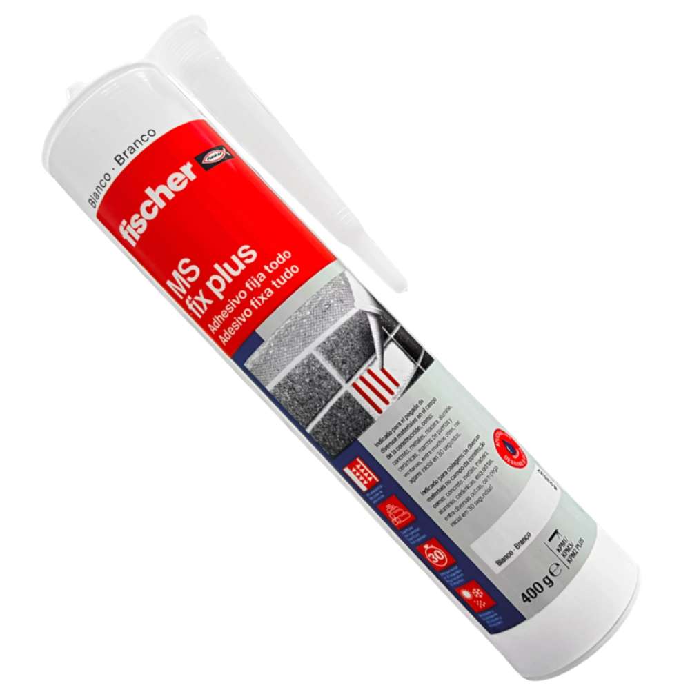 Cola selante Adesivo de alto desempenho MS Fix Plus Fischer 267ml branco  - Fixação-Quimica