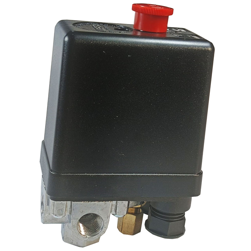 Pressostato Automático para Compressores 80-120psi 4 Vias com Botão - Steels-Prolube